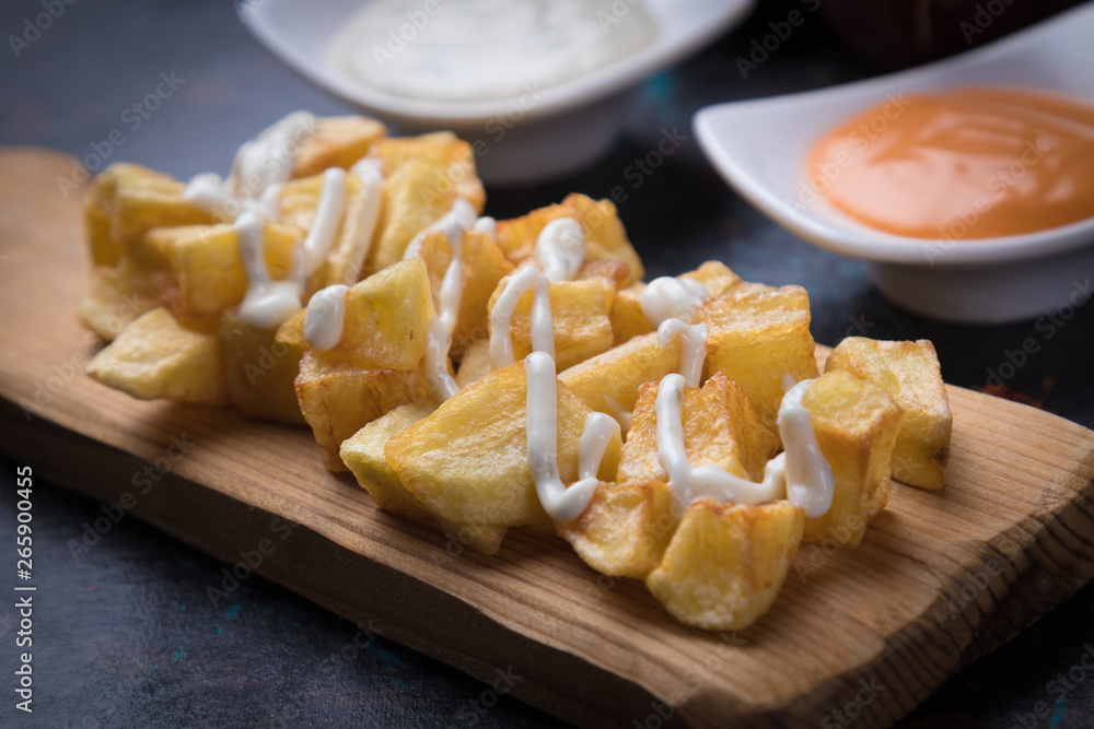 Patatas bravas, spanish fried potato Patatas bravas, spanish fried potato