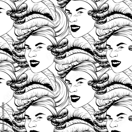 Vector hand drawn illustration of pretty woman isolated.