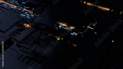 Fototapeta Naklejka Na Ścianę i Meble -  Printed circuit board futuristic server. 3D Rendering
