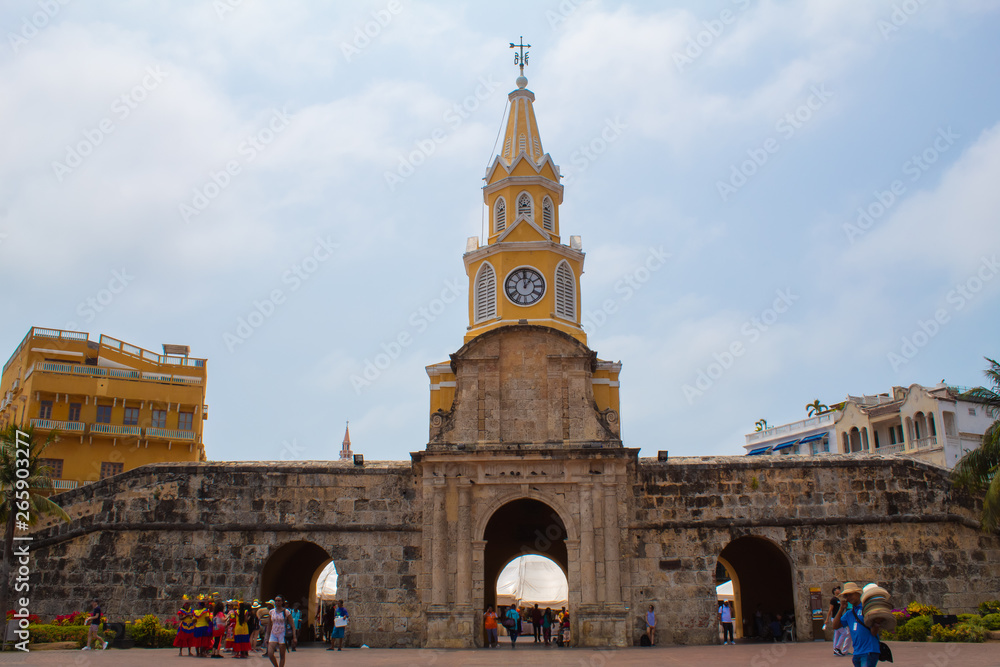 Clock tower, in Ciudad amurallada, Cartagena, Colombia