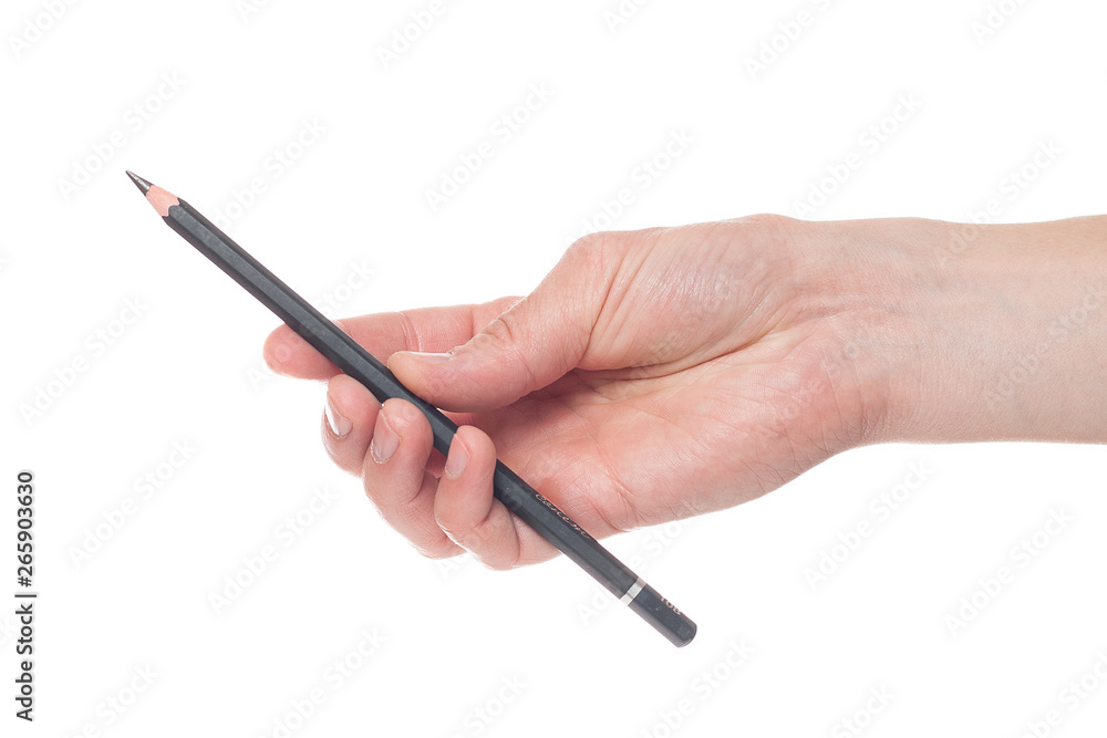 Hand holding black pen isolated on white background. Hand holding black pen isolated on white background.