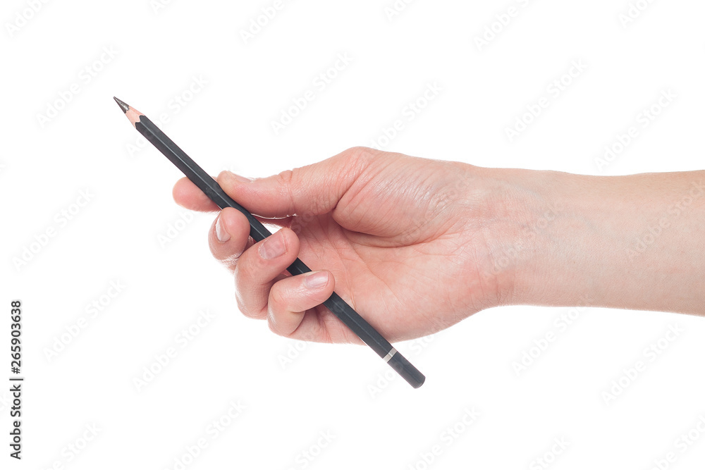 Hand holding black pen isolated on white background. Hand holding black pen isolated on white background.