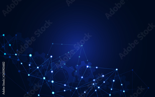 Global network connection. Abstract geometric background with connecting dots and lines. Digital technology and communication concept.