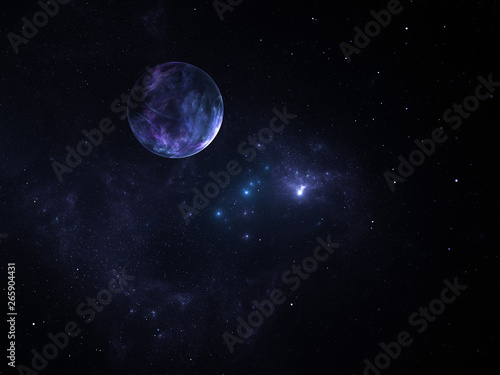 Starfield  stars and space dust scattered throughout a vast universe. Distant Planet Illustration  cosmic abstract artwork. Infinite endless space  interplanetary travel deep space exploration