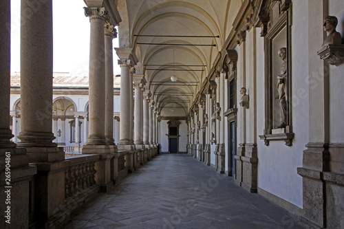 Cortile d'Onore di Palazzo Brera a Milano; un'ala del portico del piano superiore photo