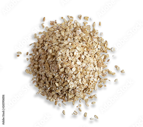 Oatmeal slide isolated on white background. Photo oatmeal view from the top. Healthy breakfast