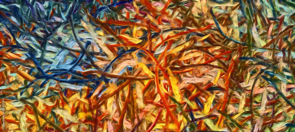 Abstract impressionism painting in Vincent Van Gogh style imitation. Art design background pattern for artistic creative printing production. Wall poster or canvas print template for interior decor.