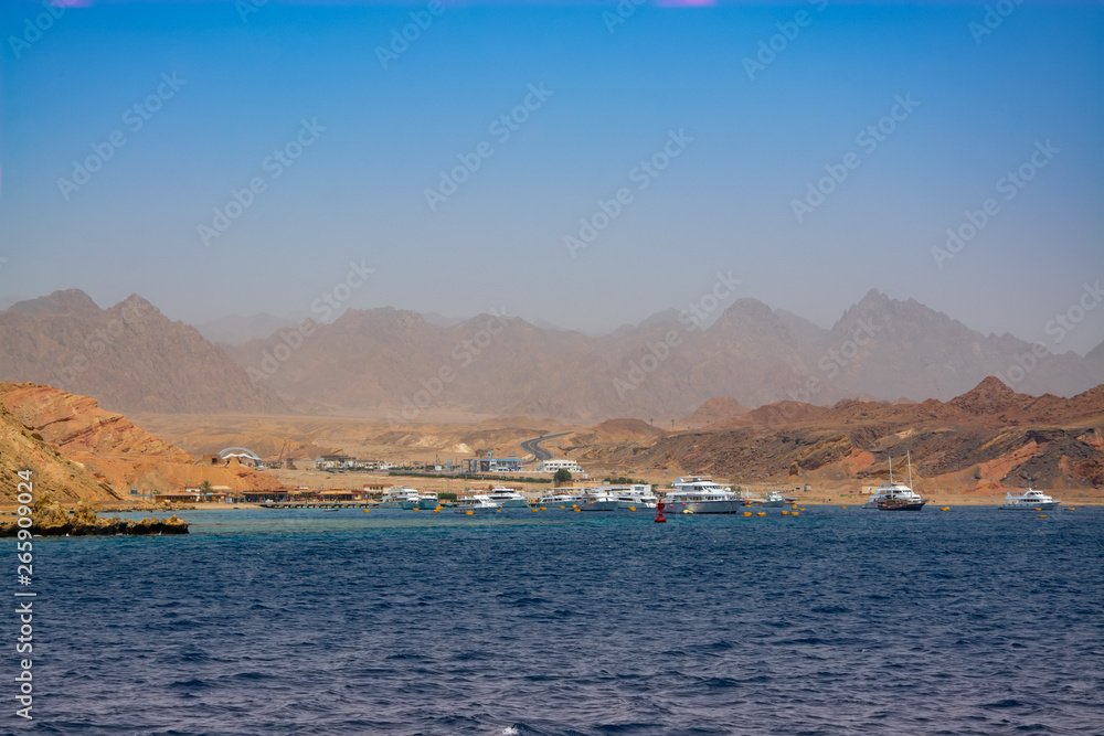 View of the port in Sharm El Sheikh from the yacht