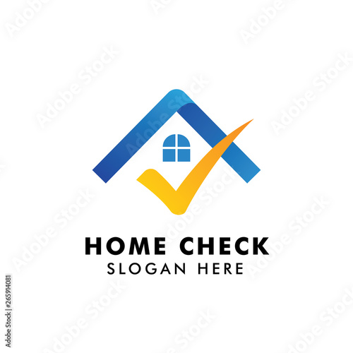 Home Logo Template with check mark. Logo for real estate agency. check home icon symbol design