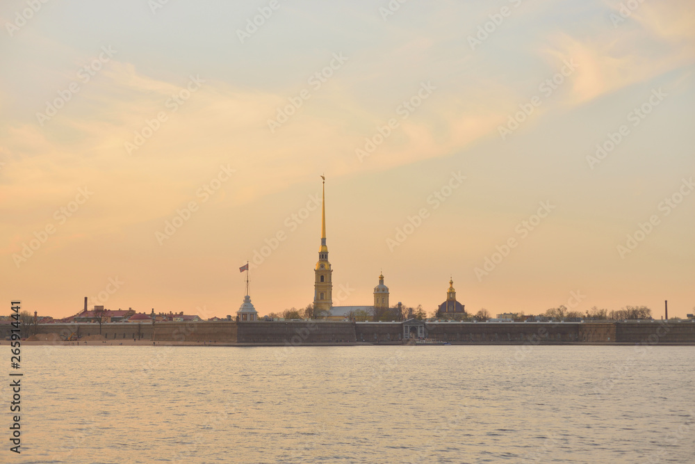 Peter and Paul Fortress at sunset.