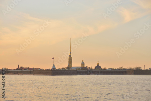 Peter and Paul Fortress at sunset.