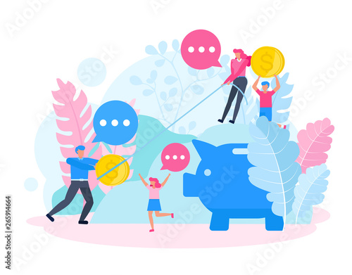 Family character vector design. Concept saving money. no2