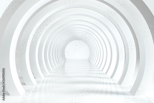 Fototapeta Naklejka Na Ścianę i Meble -  3d rendering, bright science-fiction tunnel, bright background