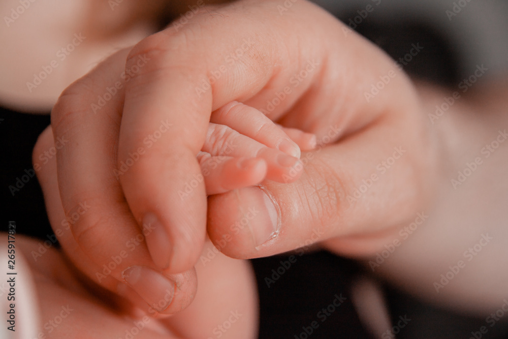 Newborn baby fingers in hands of mommy. Pregnancy, maternity, preparation and expectation motherhood, giving birth concept. Newborn baby fingers in hands of mommy. Pregnancy, maternity, preparation and expectation motherhood, giving birth concept.