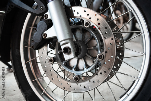 Motorcycle wheels close up