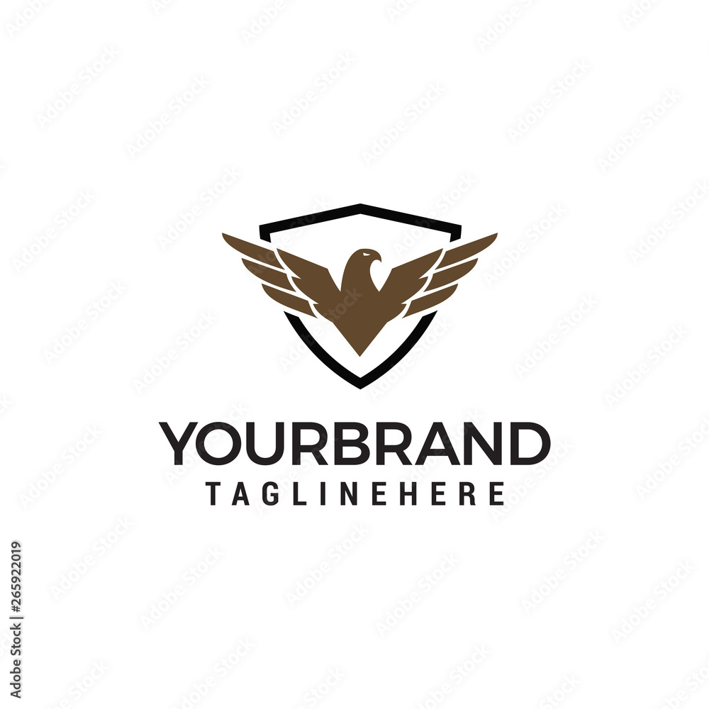 Fototapeta premium eagle wings shield logo design concept template vector