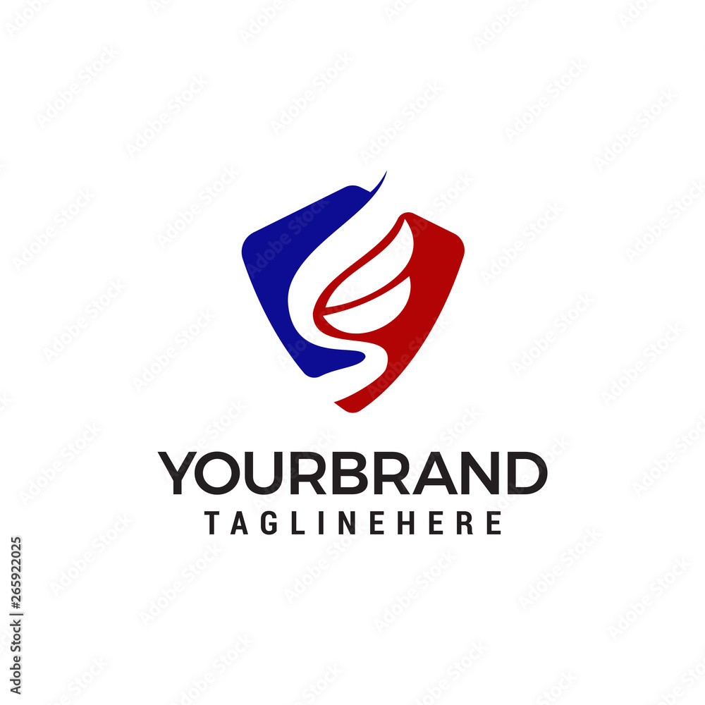 Obraz premium wing shield logo design concept template vector