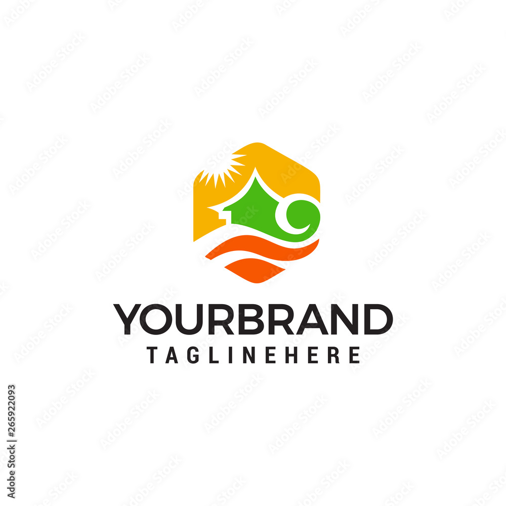 house river logo design concept template vector house river logo design concept template vector