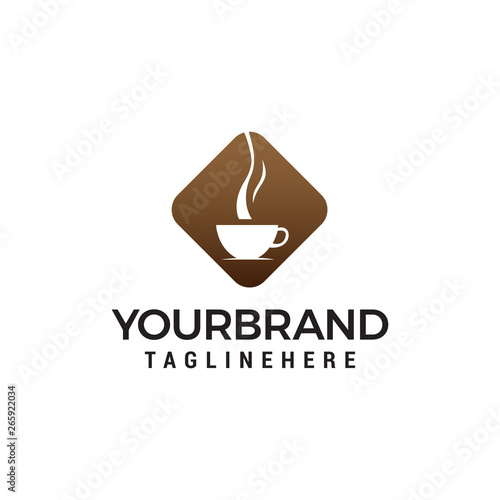 coffee and tea glass logo design concept template vector