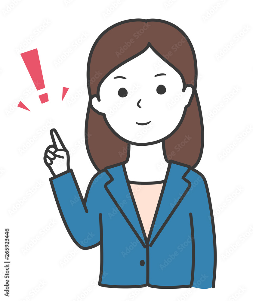 指差しするスーツを着た女性 指差しするスーツを着た女性