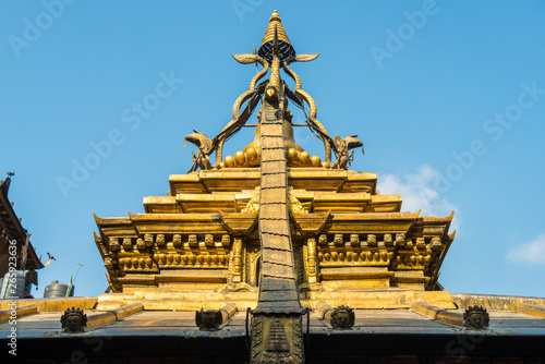 Beautiful architecture of golden temple in Patan, Lalitpur city of Nepal. 