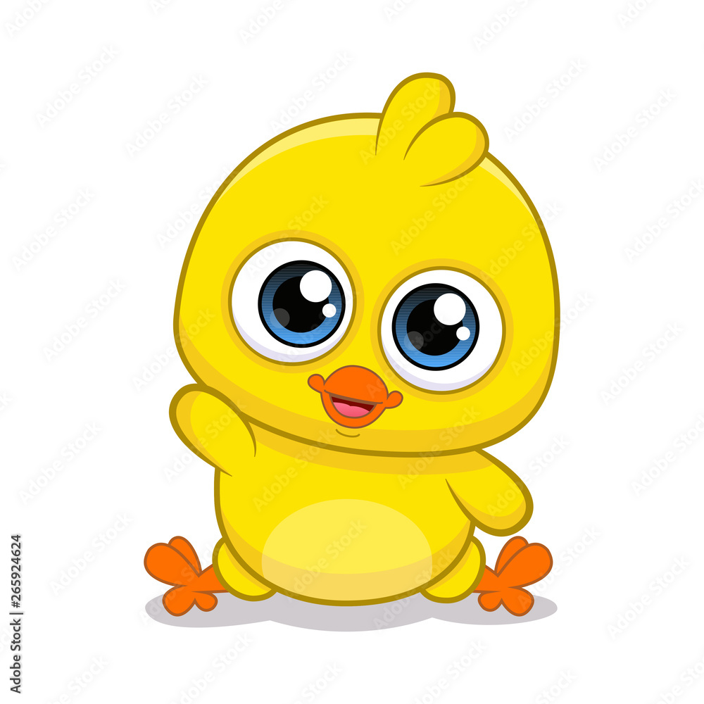 Yellow chicken cartoon. Illustration of a cartoon chicken.