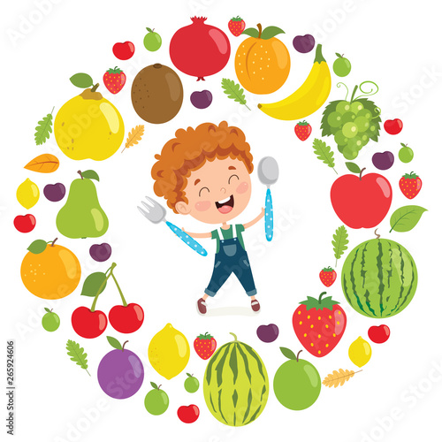 Vector Illustration Of Children Food Concept