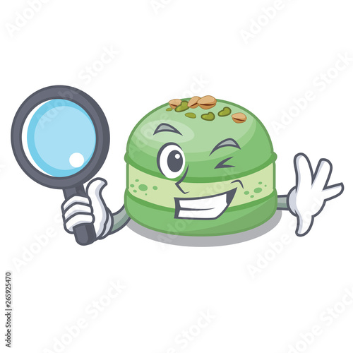 Detective pistachio cake in the cartoon fridge