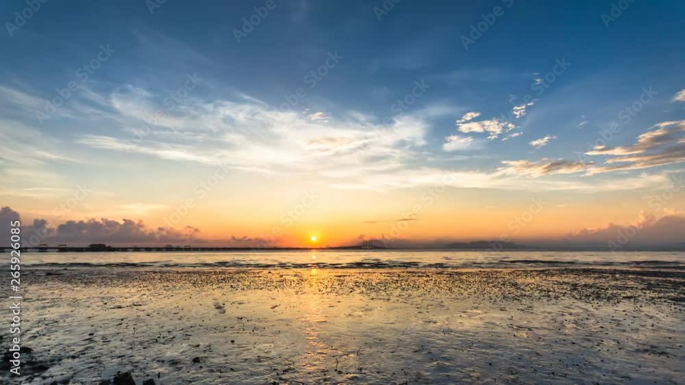 4K Time Lapse view of sunrise from Penang Bridge of George Town 4K Time Lapse view of sunrise from Penang Bridge of George Town