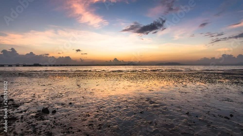 4K Time Lapse view of sunrise from Penang Bridge of George Town photo