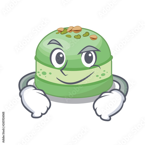 Smirking pistachio cake in the cartoon fridge