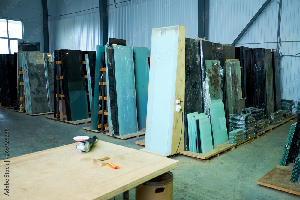 warehouse of finished and packed doors, production of interior and metal doors warehouse of finished and packed doors, production of interior and metal doors