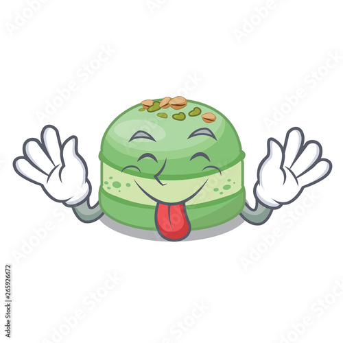 Tongue out pistachio cake in the mascot shape