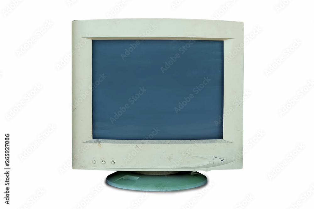 old monitor computer that are broken or not used or obsolete isolated on white background, Electronic waste is harmful to the environment. old monitor computer that are broken or not used or obsolete isolated on white background, Electronic waste is harmful to the environment.