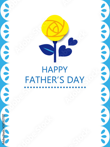 Happy Father's day & Heart Leaf Yellow Rose With White Lace