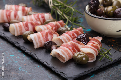 Rolls of pancetta bacom photo