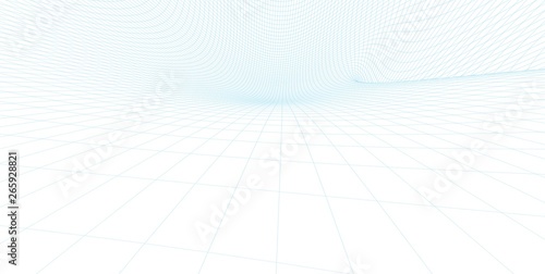 Abstract 3d wireframe terrain ,3d Illustration ,Outline curve