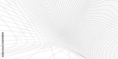 Abstract 3d wireframe terrain ,3d Illustration ,Outline curve
