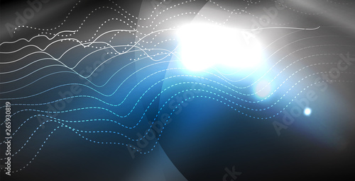 Glossy shiny glowing neon waves