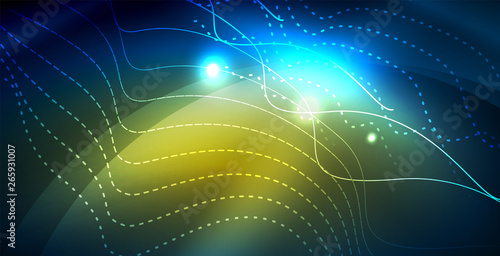 Color neon lights with waves abstract background