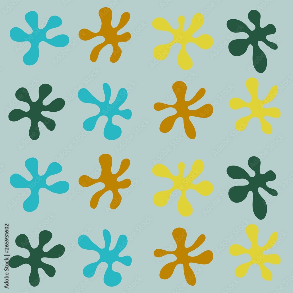 Pattern for seamless background colorful blots blue, brown, yellow, gray, mustard