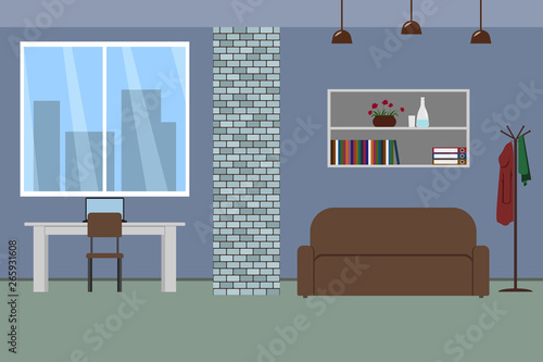 Empty office interior. Vector illustration.