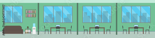 Office interior. Panoramic. Vector illustration.