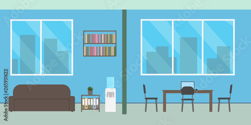 Home office interior. Vector illustration.