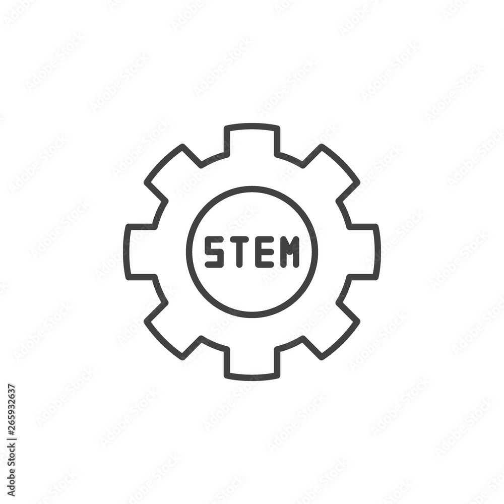 STEM Cog vector icon or symbol in thin line style