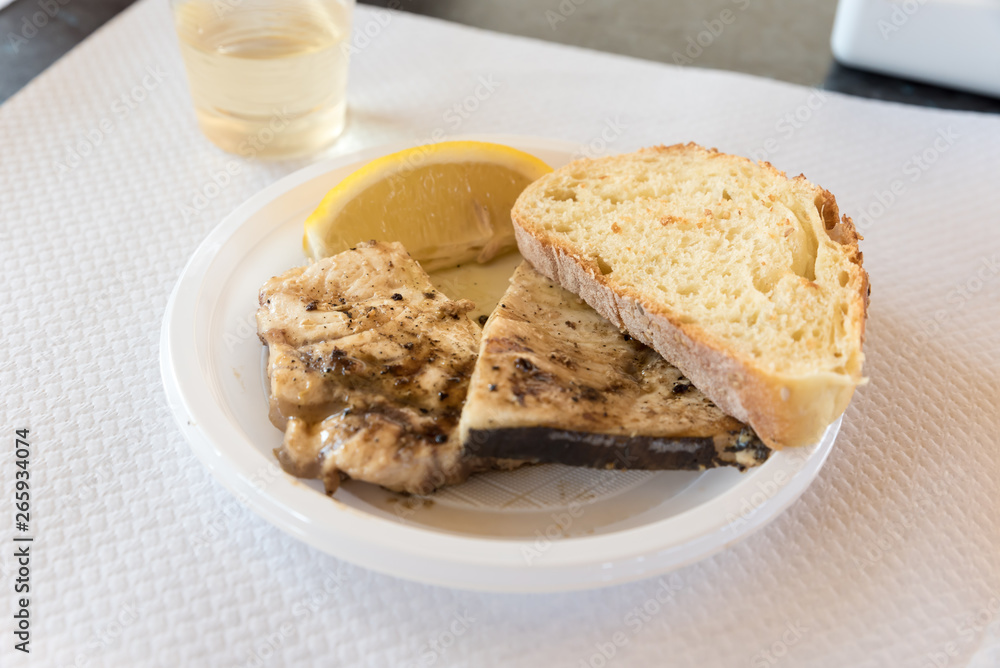 Grilled Swordfish with bread