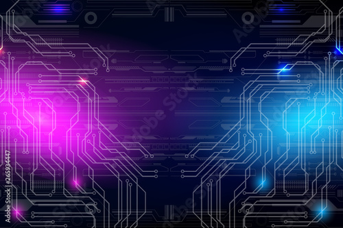 Circuit board scifi technology blue purple versus fighting concept vector. Communication interface panel futuristic element illustration background.