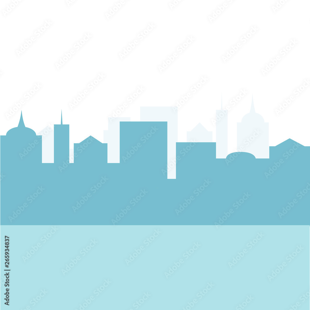 Business landscape view silhouette skyscraper with with area place for text