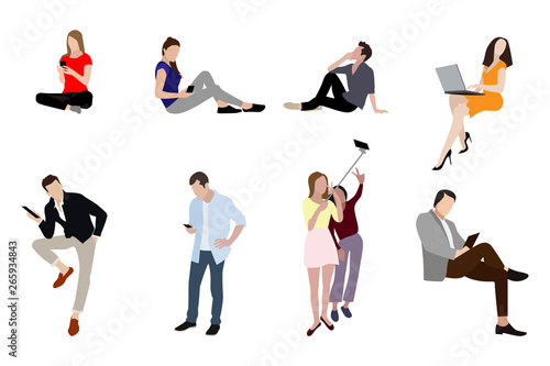 People man and woman with gadgets smartphones