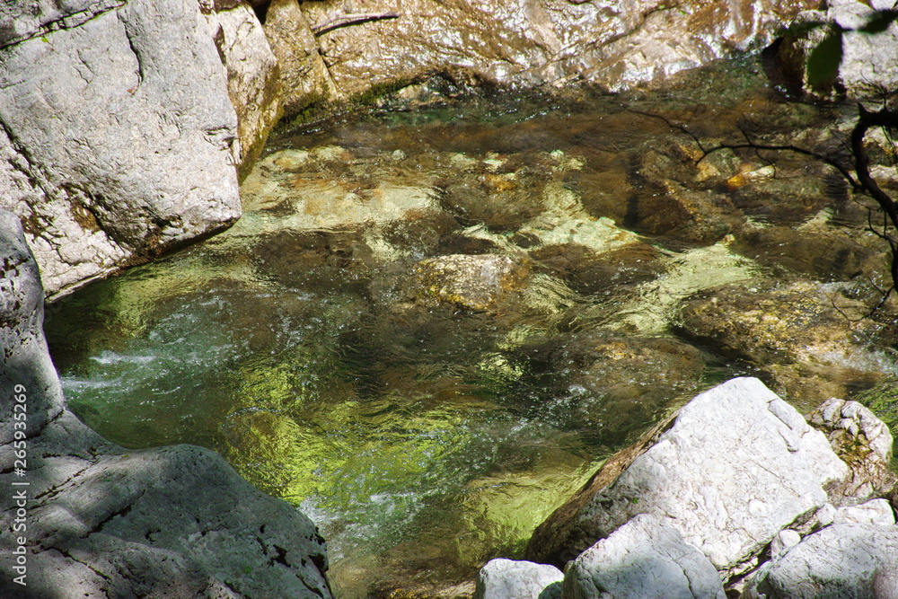 Closeup of creek flowing among the rocks Closeup of creek flowing among the rocks